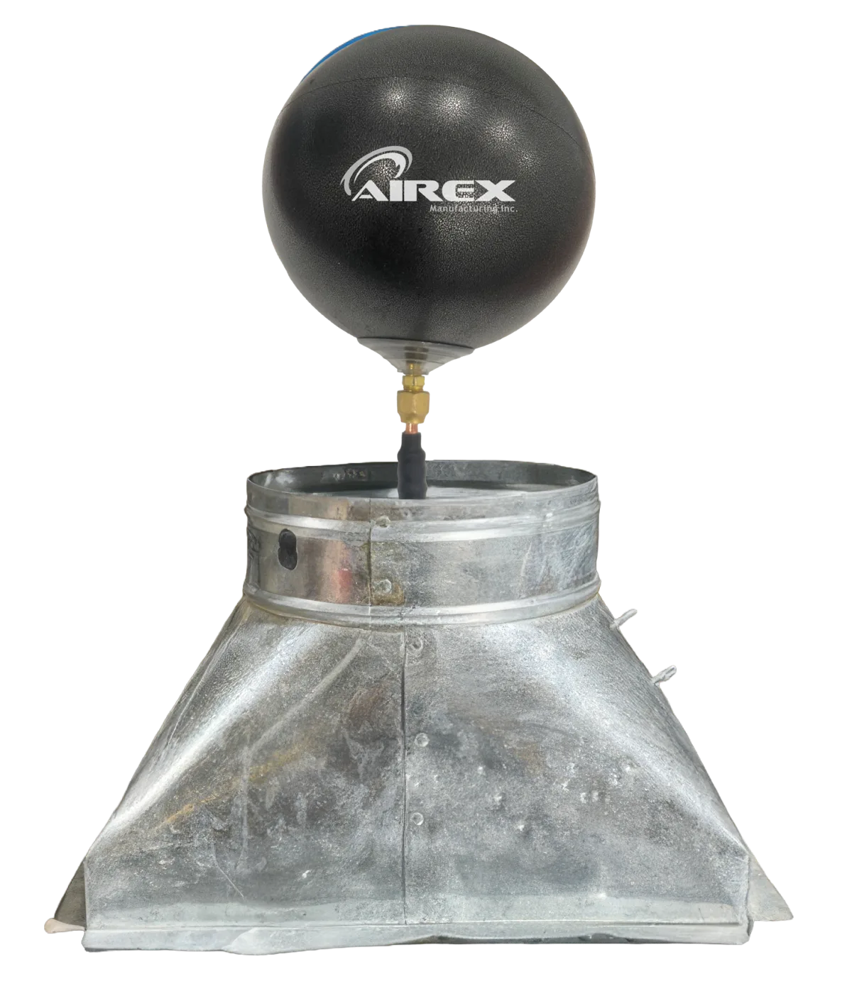 Airex Air Balance System bladder and stem positioned inside a supply duct boot